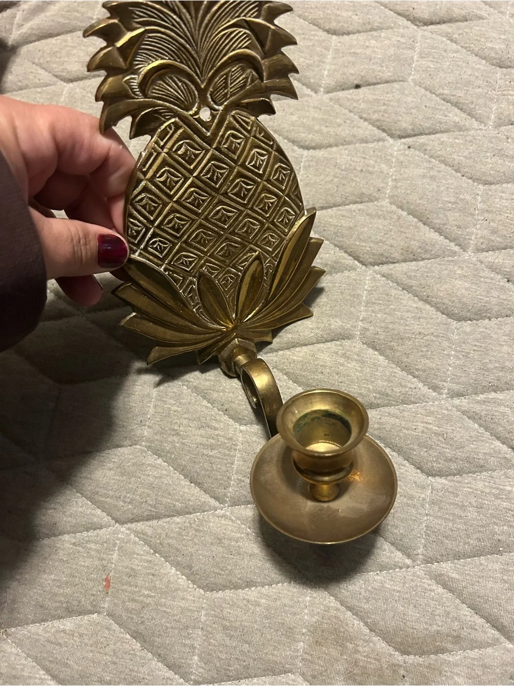 Brass Pineapple Wall Candle Sconce